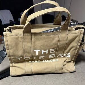Marc Jacobs Small Canvas Tote Bag in Tan with White Logo